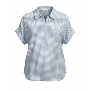 Vineyard Vines Size 10 Blue Gingham Cotton1/4 Button Cap Sleeve Shirt Coastal